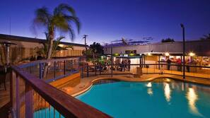 Outdoor pool, pool loungers
