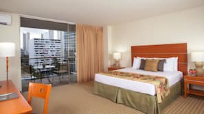 In-room safe, desk, laptop workspace, blackout curtains