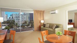 In-room safe, desk, laptop workspace, blackout curtains