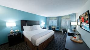 In-room safe, desk, laptop workspace, blackout curtains
