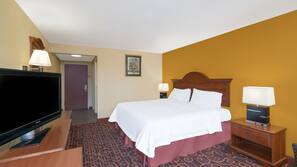 Premium bedding, desk, blackout drapes, iron/ironing board