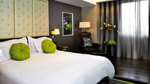 Free minibar items, in-room safe, desk, blackout drapes
