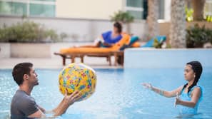 2 outdoor pools, pool umbrellas, pool loungers
