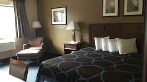 Desk, blackout drapes, iron/ironing board, free cribs/infant beds