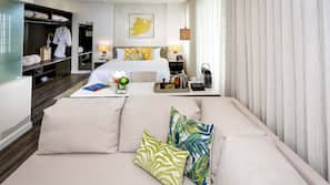 Egyptian cotton sheets, premium bedding, down comforters, minibar