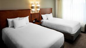 Premium bedding, desk, blackout drapes, iron/ironing board