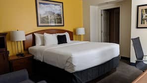 Premium bedding, down duvet, pillow top beds, desk