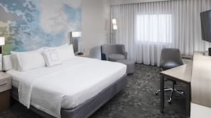 Premium bedding, desk, iron/ironing board, free cribs/infant beds