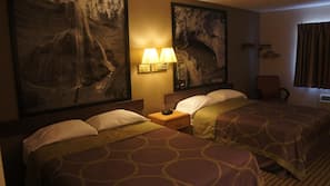 Premium bedding, pillowtop beds, desk, laptop workspace