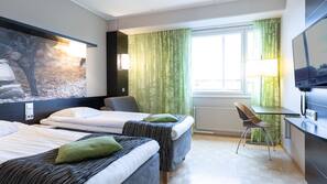 Desk, blackout drapes, free cribs/infant beds, free WiFi