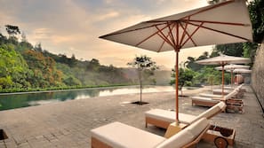 Outdoor pool, sun loungers