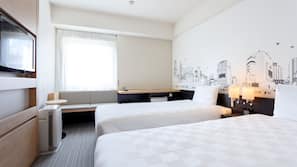 Premium bedding, down comforters, desk, blackout drapes