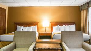 Premium bedding, desk, blackout drapes, iron/ironing board