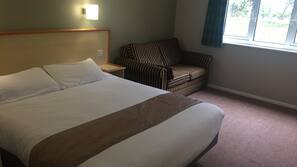 Desk, blackout curtains, iron/ironing board, free cots/infant beds
