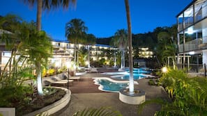 Outdoor pool, pool loungers