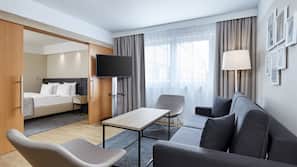 Hypo-allergenic bedding, desk, blackout drapes, soundproofing