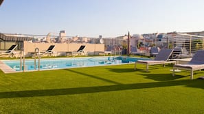 Outdoor pool, sun loungers