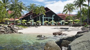 Private beach, beach shuttle, sun loungers, beach umbrellas