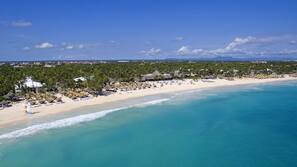 Private beach, beach umbrellas, beach massages, windsurfing