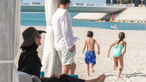 Private beach, sun loungers, beach umbrellas, beach towels