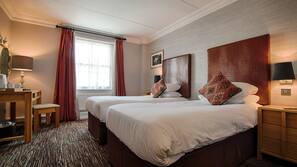 Hypo-allergenic bedding, desk, laptop workspace, iron/ironing board