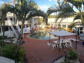 Outdoor pool, pool umbrellas