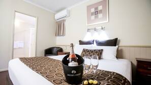 Premium bedding, pillow top beds, minibar, desk