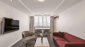Flat-screen TV, pay movies