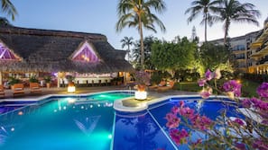 Outdoor pool, sun loungers