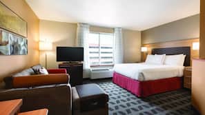 Premium bedding, down comforters, pillowtop beds, in-room safe