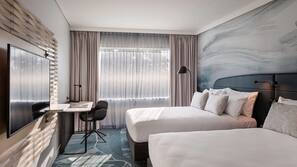In-room safe, desk, laptop workspace, blackout curtains