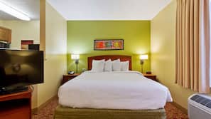 Hypo-allergenic bedding, desk, laptop workspace, iron/ironing board