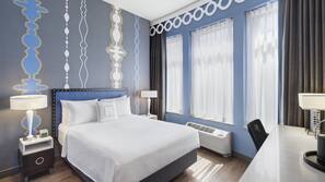 Pillowtop beds, desk, blackout drapes, iron/ironing board