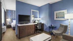 Pillowtop beds, desk, blackout drapes, iron/ironing board