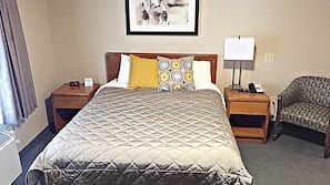 Pillow top beds, desk, blackout curtains, iron/ironing board