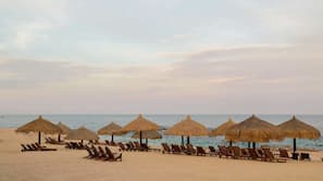 Private beach, beach cabanas, sun loungers, beach umbrellas