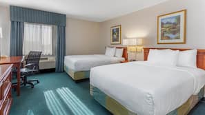 Premium bedding, desk, iron/ironing board, free cots/infant beds