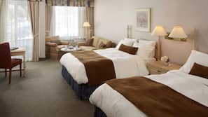 Premium bedding, down comforters, pillowtop beds, desk