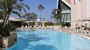 Outdoor pool, sun loungers