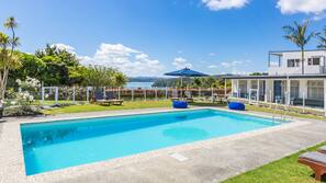 Outdoor pool, pool loungers