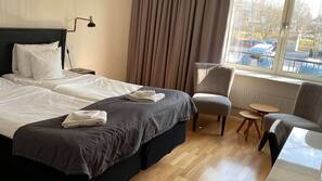 Desk, blackout drapes, iron/ironing board, free WiFi