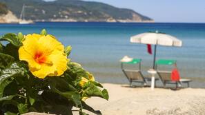Spiaggia privata, lettini da mare, ombrelloni, teli da spiaggia