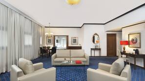 Down duvet, pillow top beds, minibar, in-room safe