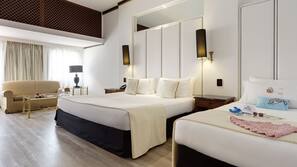 Down duvet, pillow top beds, minibar, in-room safe