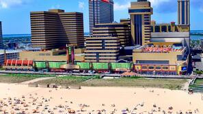 On the beach, beach cabanas, beach towels
