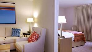 Hypo-allergenic bedding, pillowtop beds, in-room safe, blackout drapes