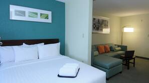 Premium bedding, desk, blackout drapes, iron/ironing board
