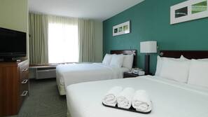 Premium bedding, desk, blackout drapes, iron/ironing board