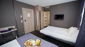 Select Comfort beds, minibar, in-room safe, desk