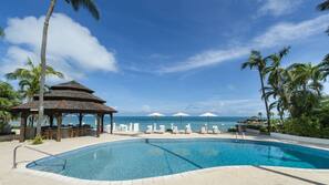 3 outdoor pools, pool loungers